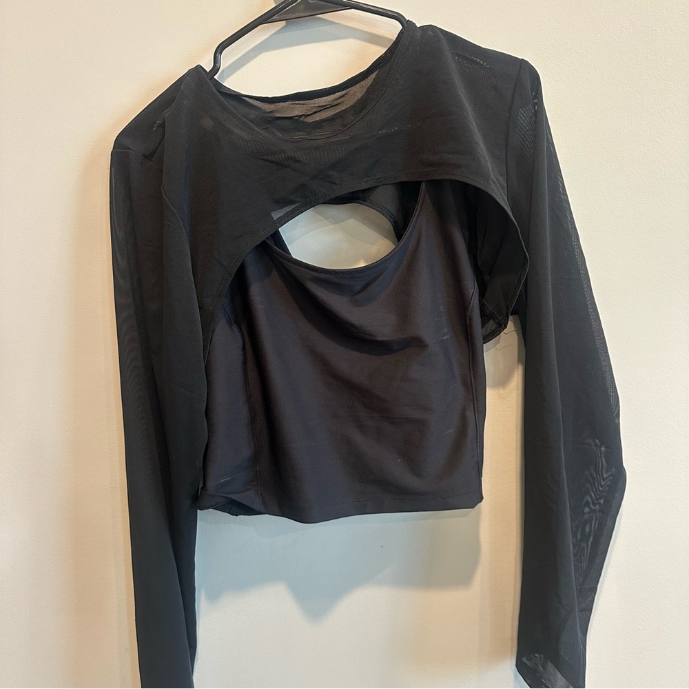 Old Navy Black Mesh Long Sleeve Bodysuit